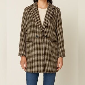 Evereve Houndstooth Double-Breasted Coat – Women’s Small